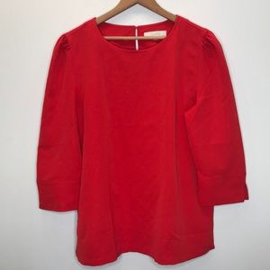 LOFT Gorgeous Red Blouse 3/4 Sleeves XL